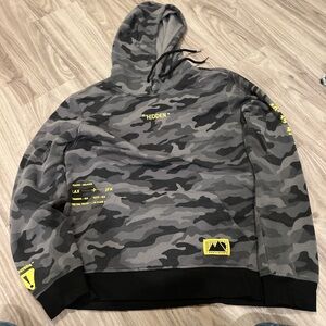 Crooks & Castles Gray Camouflage Hoodie with Yellow Details